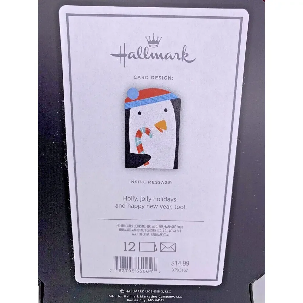 Hallmark Boxed Christmas Cards PENGUIN in Stand-up Keepsake Box Sealed